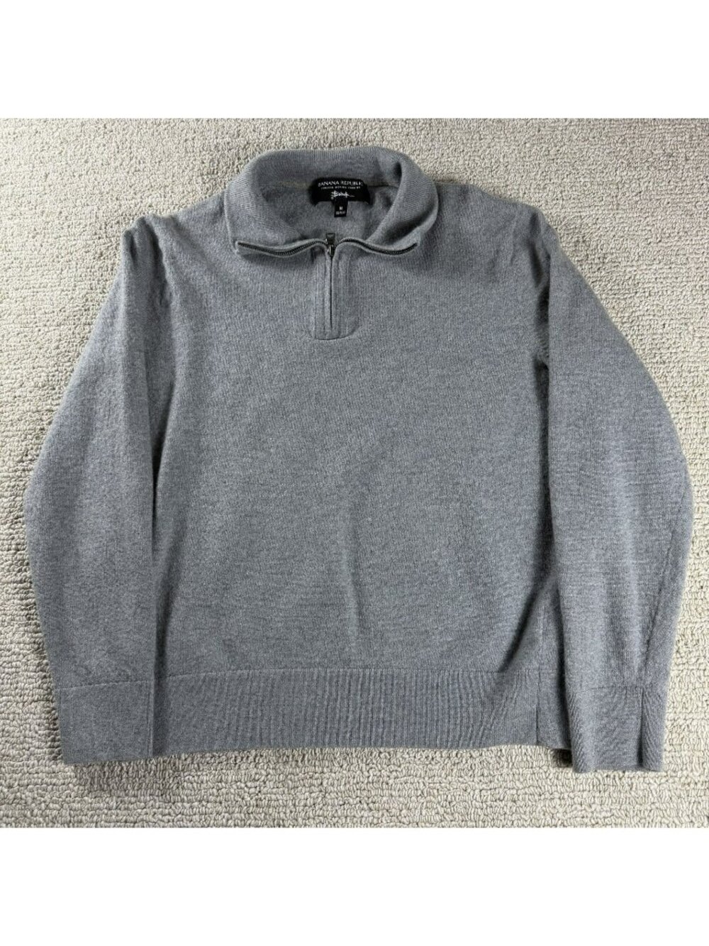 Banana Republic Italian Wool Baruffa 1/4 Zip Sweater Gray Men’s Size Medium